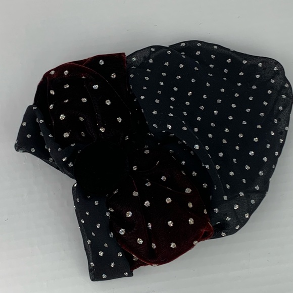 Kirk’s Folly Black & Wine Velvet Barrette Bow & Chignon Bun Cover - Picture 4 of 6